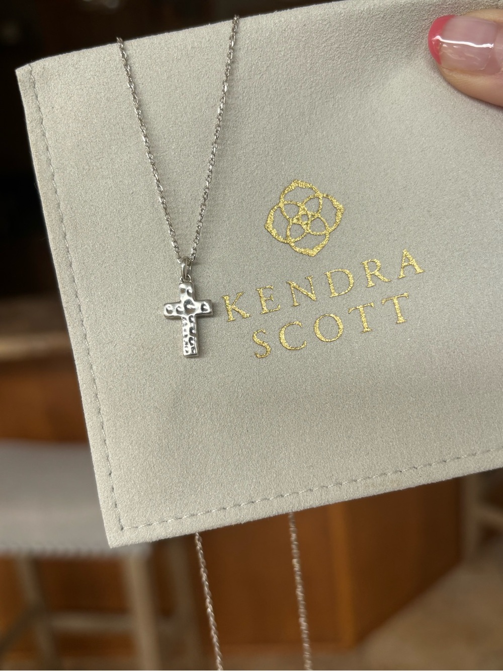 Kendra Scott Silver Hammered Cross Necklace